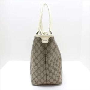 Gucci GG Plus Supreme Tote Bag Beige Ebony White Polyvinyl Chloride Enamel